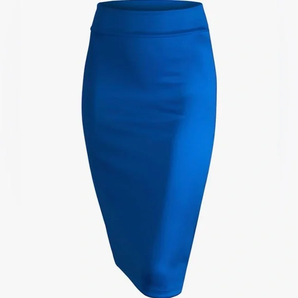 Women's Elastic Waist Stretch Bodycon Midi Knee Length Pencil Skirt for Office - Picture 3 of 5